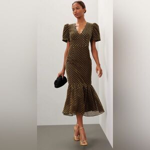RHODE Anton Velvet Polka Dot Cocktail Dress Size 4